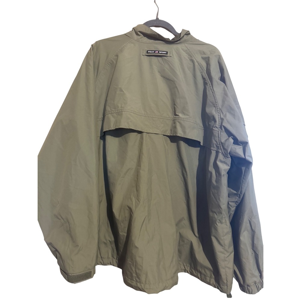 VTG Polo Sport Ralph Lauren Men XL Olive Green Full Zip Windbreaker Jacket Nylon - Picture 3 of 14